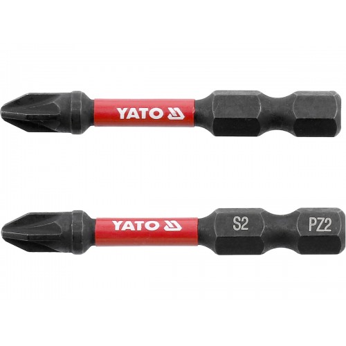 Биты ударные PZ2 х 50 мм.  6 гранный хвостовик 1/4", 2 ед. YATO YT-78044