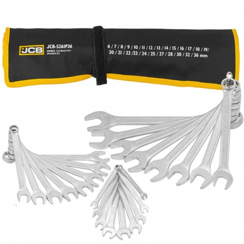 Набор ключей рожково-накидных JCB Tools в чехле, (6-36мм), 25ед. JCB-5261P36