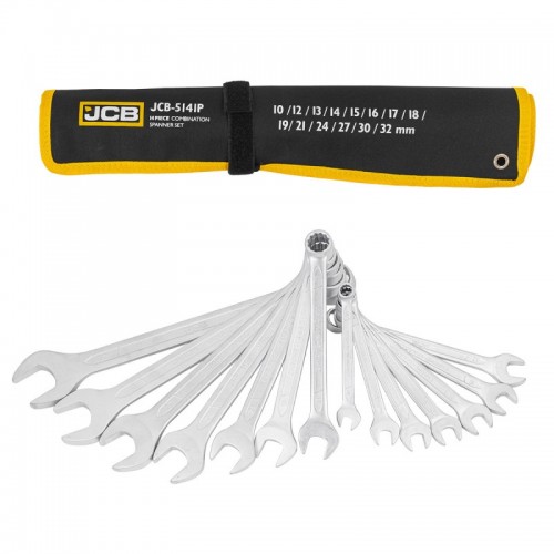 Набор ключей рожково-накидных JCB Tools в чехле, (10-32мм), 14од. JCB-5141P