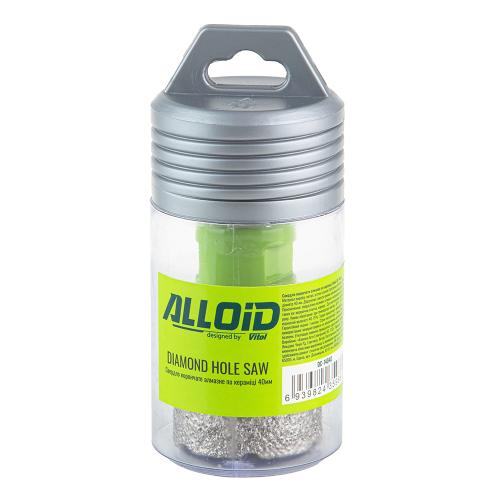 Alloid. Сверло корончатое алмазное по керамике 40мм, для УШМ М14х2мм (DC-14040)