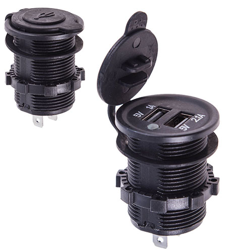Автомобильное зарядное устройство 2 USB 5V2.1A  5V1A 12-24V врезное в планку (10016 USB-12-24V 3,1A RED)