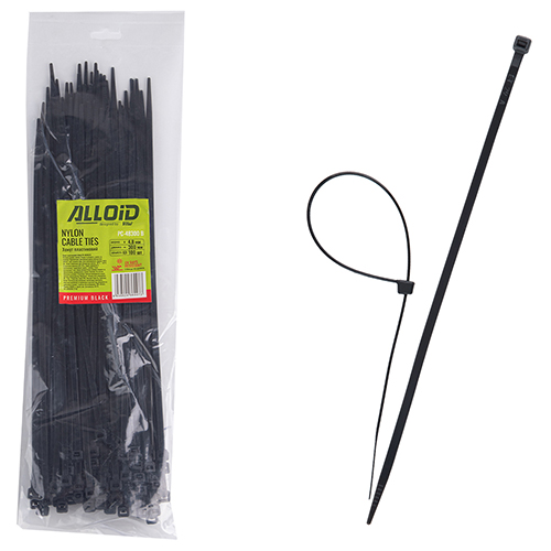 Хомут пластиковий Alloid 4.8 х 300 100 шт./уп. чорний (PC-48300 B)