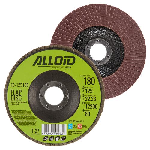Круг лепестковый торцевой ALLOID 125 мм, зерно 180, T27
