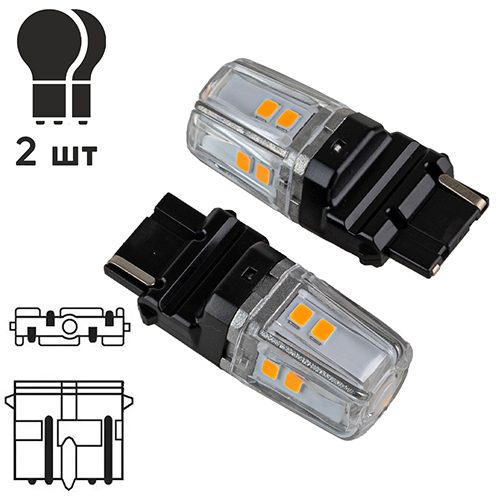 Лампа PULSO/габаритная/LED 3156/W2.5x16q/12SMD-2835/1контакт/9-36v/400lm/AMBER (LP-64156A)