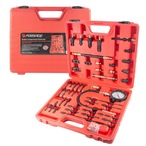 Тестер компрессии для дизельных двигателей универсальный с комплектом адаптеров 47 предметов FRSG F-937G1