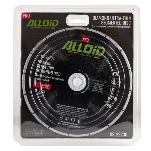 Диск алмазний сегментний ультратонкий Alloid Pro 230мм