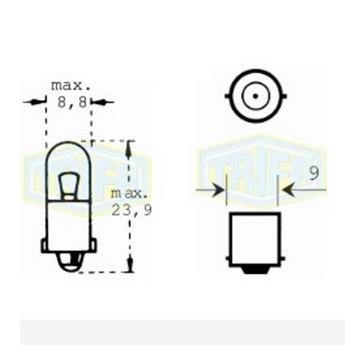 Лампа автомобільна Iндикаторна лампа Trifa 24V 3,0W BA 9s (01103)