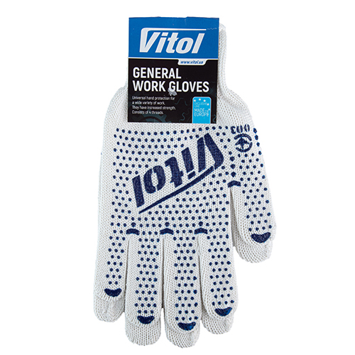 Перчатки трикотажные с ПВХ, ПЛАТИРОВКА, 7 кл., 91 гр. "VITOL" (V765)