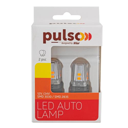 Лампа PULSO/габаритная/LED 3156/W2.5x16q/12SMD-2835/1контакт/9-36v/400lm/AMBER (LP-64156A)