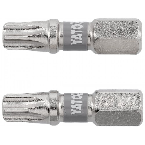 Биты для шуруповерта YATO; "TORX" T30 х 25 мм. сталь S2. 6-гранный хвостовик 1/4", 2шт. YT-78015