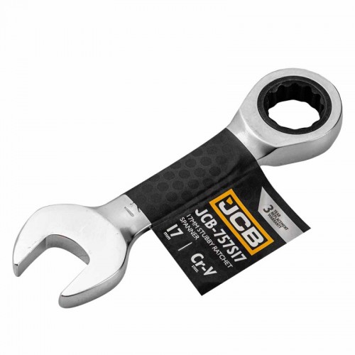 Ключ рожково-накидний з тріскачкою короткий 17мм JCB Tools JCB-757S17