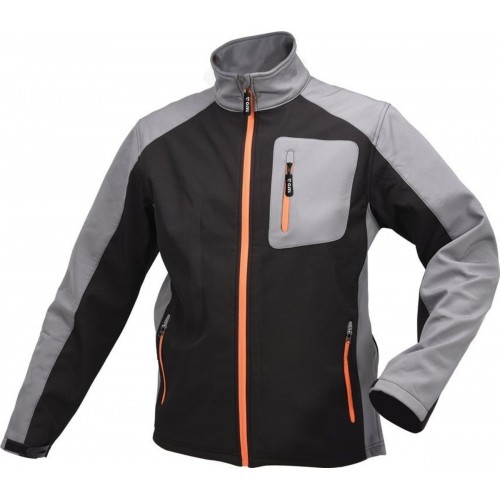 Куртка рабочая SOFTSHELL YATO размер XL, черно-серый, 3 кармана, 96% полиэстер и 4% спандекс