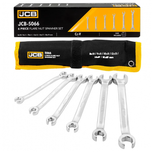 Набор разрезных накидных ключей в чехле, (8 - 19 мм) 6 ед. JCB Tools JCB-5066