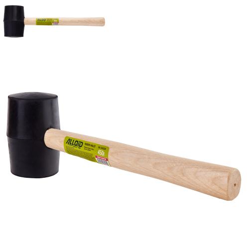 Киянка резиновая 450г,  черная,  ручка из дерева Alloid RM-16450W