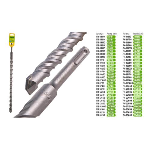 Alloid. Бур по бетону SDS-plus S4 20x450мм (FH-20450)