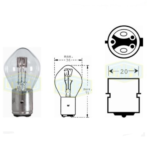 Лампа автомобільна для фари Sym. 24V 45/40W BA 20d (01526)