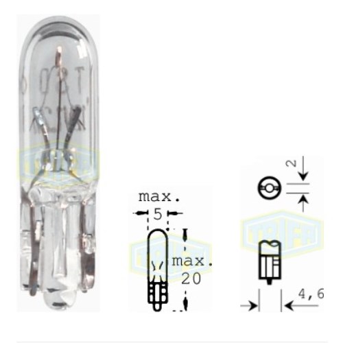 Лампа автомобільна з клиновидним цоколем Trifa 12/15V 30MA W 2x4,6d (01708)