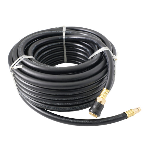 Шланг резиновый воздушный армированный (PROFI) 20 атм, 10×17 мм, 15 м с латунными быстросъёмными соединениями AIRKRAFT AHC-16-J