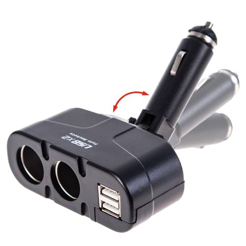 Разветвитель прикуривателя VOIN 2 выхода + 2USB 1500mA/предохр/изм.угол (WF-0668/003) (WF-0668/003)