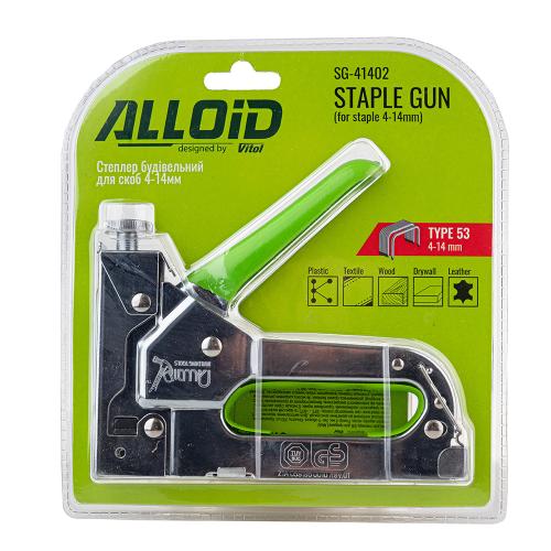 Alloid. Степлер строительный для скоб 4-14мм + 200 скоб 8мм (хром) (SG-41402)