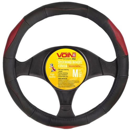 Чехол руля VLOD-L285 BK/RD M черн-красн/БО/перф/кожа (VLOD-L285 BK/RD M)