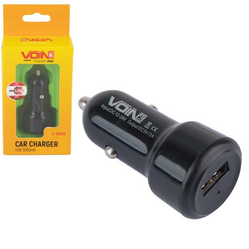 Автомобильное зарядное устройство VOIN C-36209, 1USB (12/24V - 5V 3,0A) (C-36209)