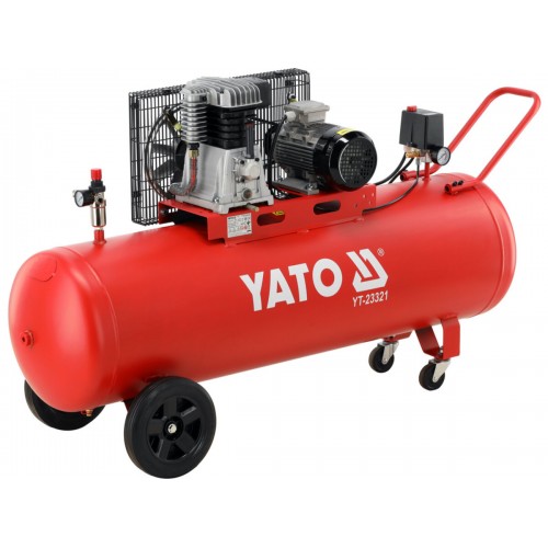 Компрессор ременной YATO 380 В, 2,2 кВт, давление ≤ 10 Bar, подача воздуха- 400 л/мин, ресивер- 200 л YT-23321