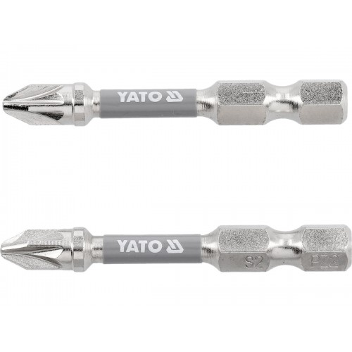 Биты для шуруповерта YATO, сталь S2; PZ2 х 50мм. хвостовик 1/4", 2 ед.