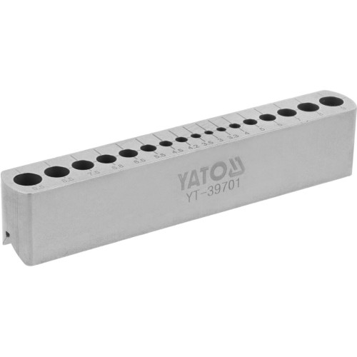 Шаблон направляющий для сверления отверстий YATO YT-39701, 17 отверстий Ø3–9,5 мм, углеродистая сталь (HCS)