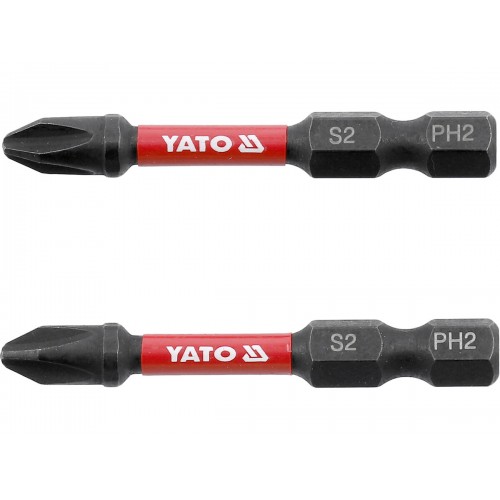 Биты ударные PH2 х 50 мм. 6 гранный хвостовик 1/4", 2 ед. YATO YT-78041
