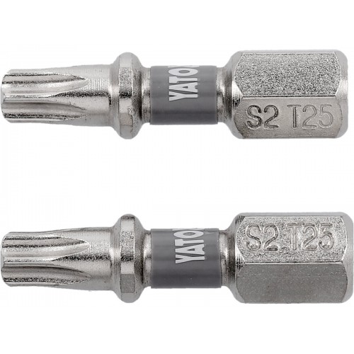 Биты для шуруповерта YATO; "TORX" T25 х 25 мм. сталь S2. 6-гранный хвостовик 1/4", 2шт. YT-78014