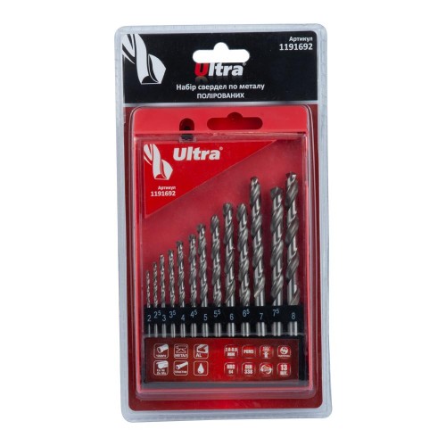 Набор сверл по металлу Р6М5 полированный 13шт 2.0-8.0мм ULTRA (1191692)