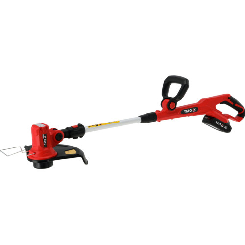 Триммер аккумуляторный YATO Li-Ion 18 В 2 А·ч, ширина покоса 25/35 см, леска Ø1.6 мм YT-85019