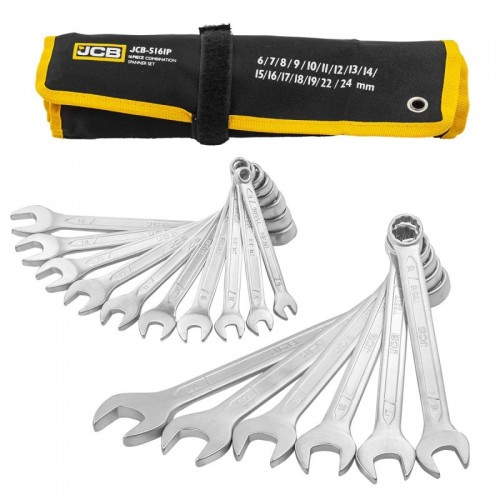 Набор ключей рожково-накидных JCB Tools в чехле, (6-24мм), 16од. JCB-5161P