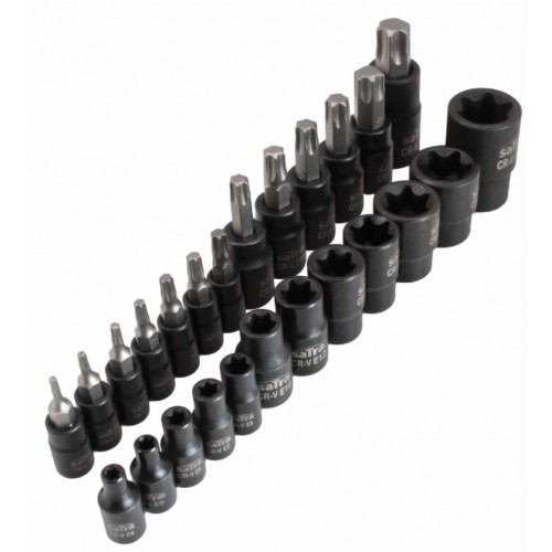 Набір головок TORX + біти в головці TORX/E-TORX (1/4, 3/8, 1/2) 25 од. SATRA S-H2548T