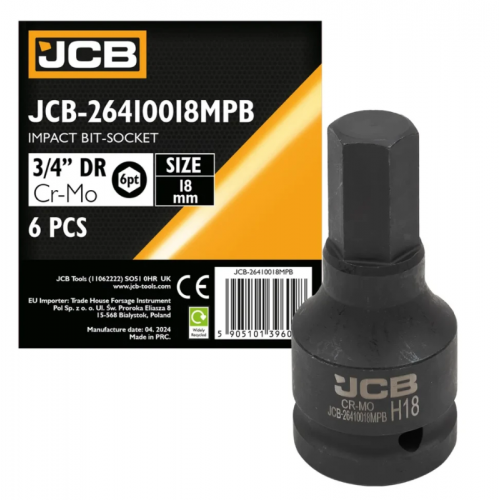 Біта лита ударна лита HEX під квадрат 3/4" 18 мм JCB Tools JCB-26410018MPB