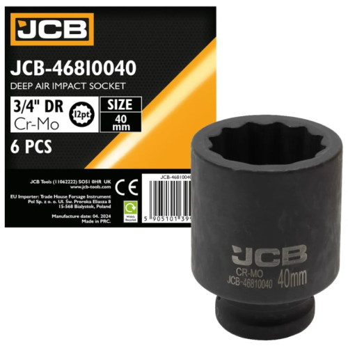 Головка торцевая ударная глубокая 3/4" 40 мм (12-гранная) JCB Tools JCB-46810040