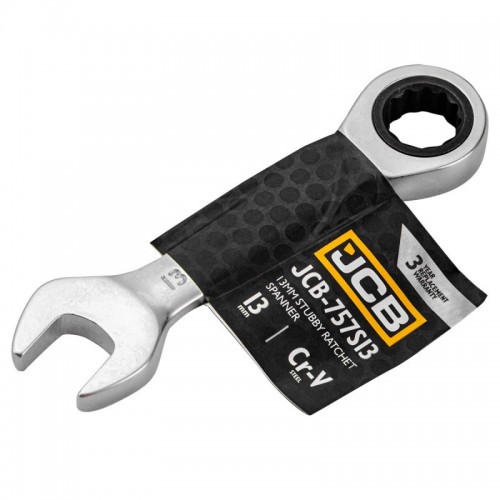 Ключ рожково-накидний з тріскачкою короткий 13мм JCB Tools JCB-757S13