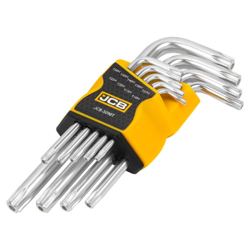 Набор Г-образных ключей TORX T10H–T50H с отверстием, 9 шт. JCB Tools JCB-5098T