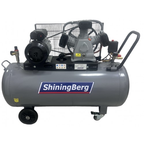 Компрессор ременной, 3 цилиндровый 220В. 3 кВт., ресивер 200 л. 580 л/мин ShiningBerg LB40-200L-M