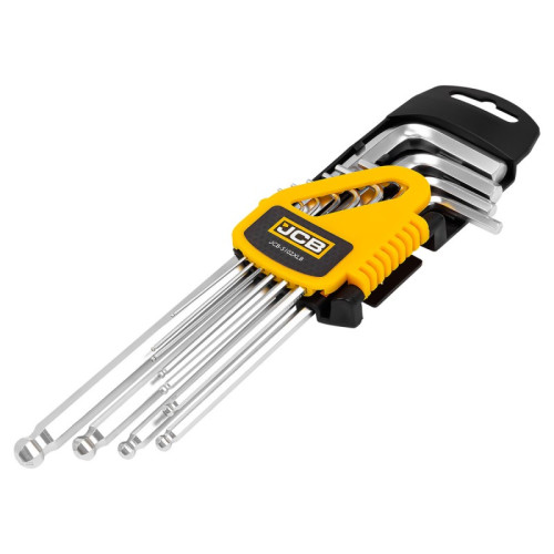 Haбіp Г-подібних шестигранних ключів HEX JCB Tools 1.27-10 мм, подовжені, з кулею, 10 шт. JCB-5102XLB