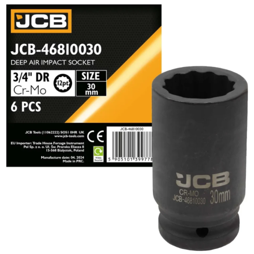 Головка торцевая ударная глубокая 3/4" 30 мм (12-гранная) JCB Tools JCB-46810030
