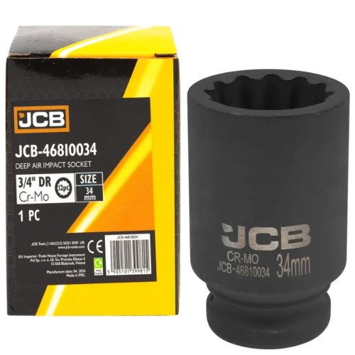 Гoлoвкa тopцeвa удapнa глибока 3/4" 34 мм (12-гранна) JCB Tools JCB-46810034