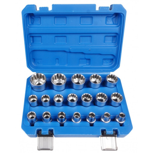 Набор торцевых головок SPLINE 1/2", 8 - 32 мм, 19 ед. - REWOLT T1348