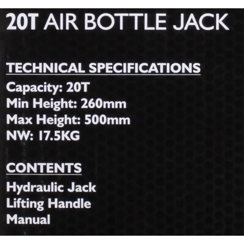 Домкрат пневматично-гідравлічний пляшкового типу 20т JCB Tools JCB-TQ20007