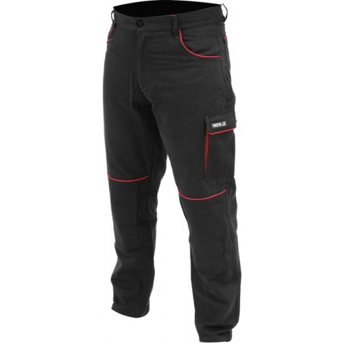 Брюки рабочие COMFY YATO размер XL, черно-красные, 7 карманов, 100% хлопок