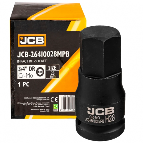 Біта лита ударна лита HEX під квадрат 3/4" 28 мм JCB Tools JCB-26410028MPB