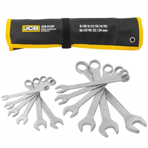 Набор ключей рожково-накидных JCB Tools в чехле, (8-24мм), 12од. JCB-5121P