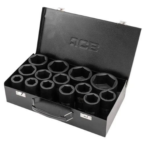 Набор ударных глубоких головок 1" (6-гранных), 14 шт., в металлическом кейсе JCB Tools JCB-8152-5MPB