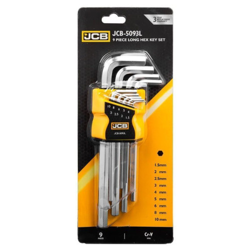 Набор Г-образных длинных шестигранников HEX – 9 ед. JCB Tools JCB-5093L